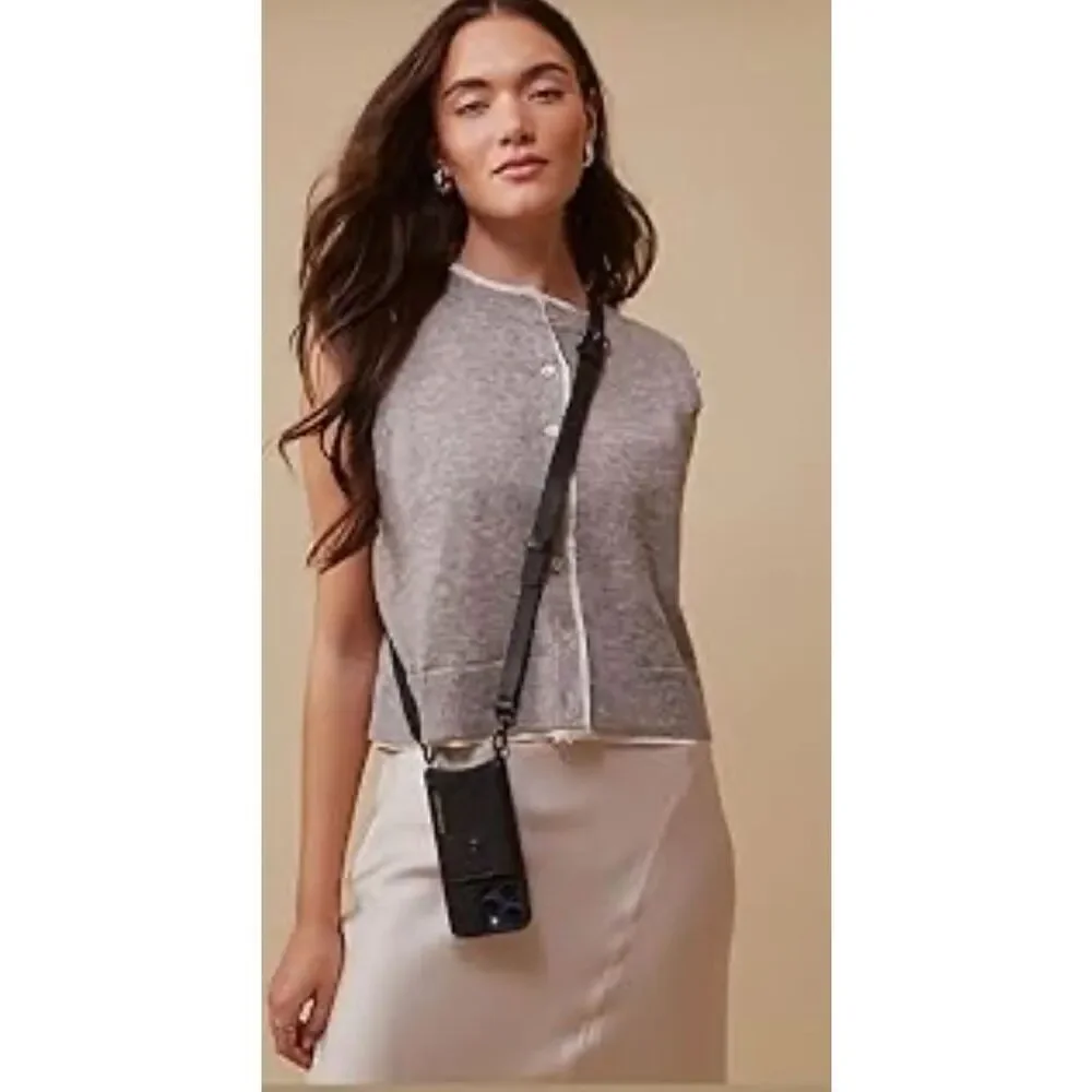Bandolier crossbody twin 1l” black leather strap +iPhone 15 pro max wallet case